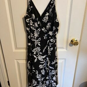 Express Black Strapless Dress with White Floral Print